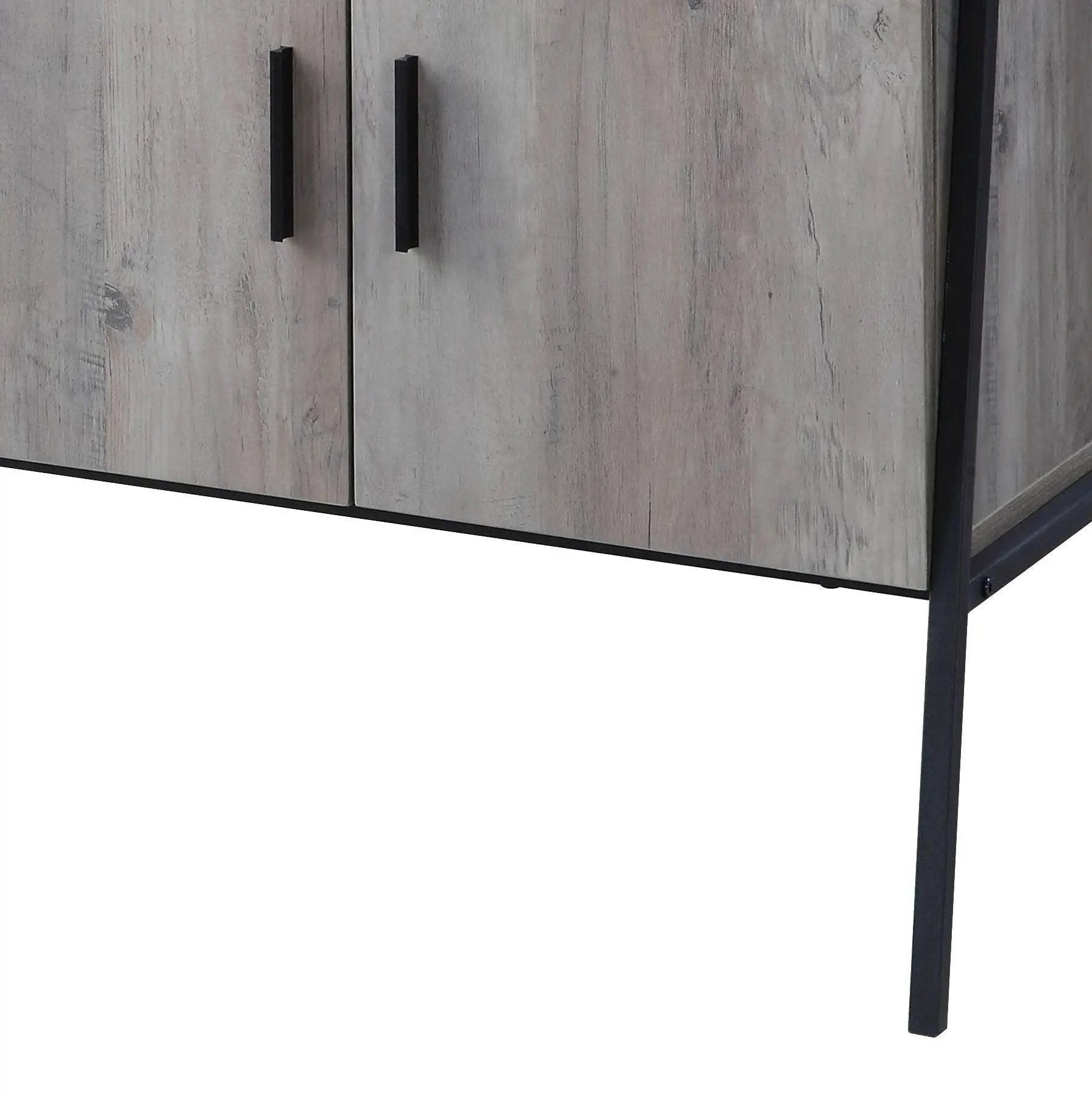 Samiya TV Stand gray finish by Unique Piece Furniture with black metal frame on Tampa Home & Garden Store