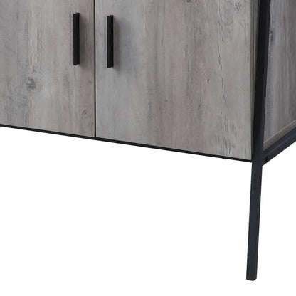 Samiya TV Stand gray finish by Unique Piece Furniture with black metal frame on Tampa Home & Garden Store
