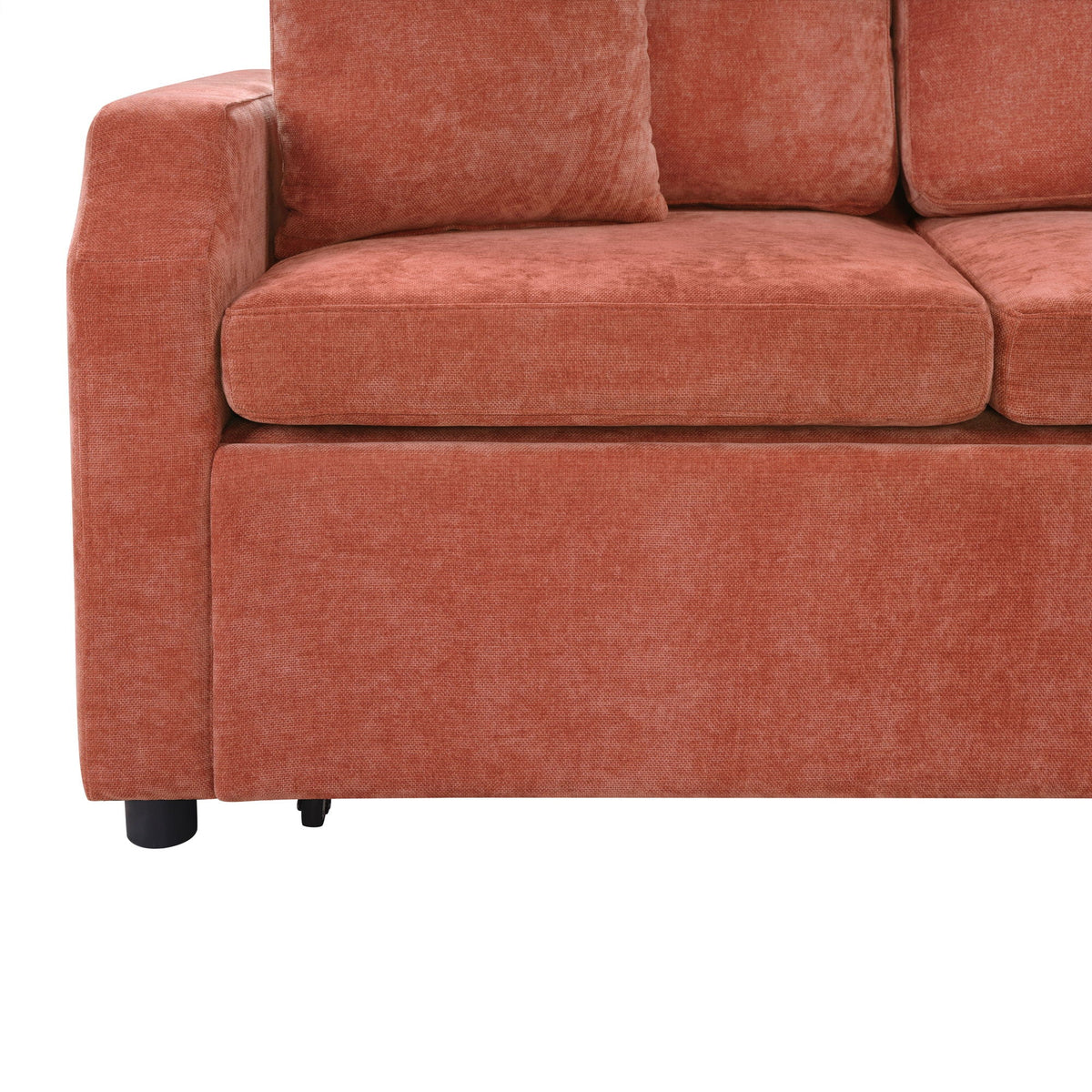 Modern L-shaped sleeper sectional sofa bed with hidden storage in terracotta upholstery on Tampa Home & Garden Store