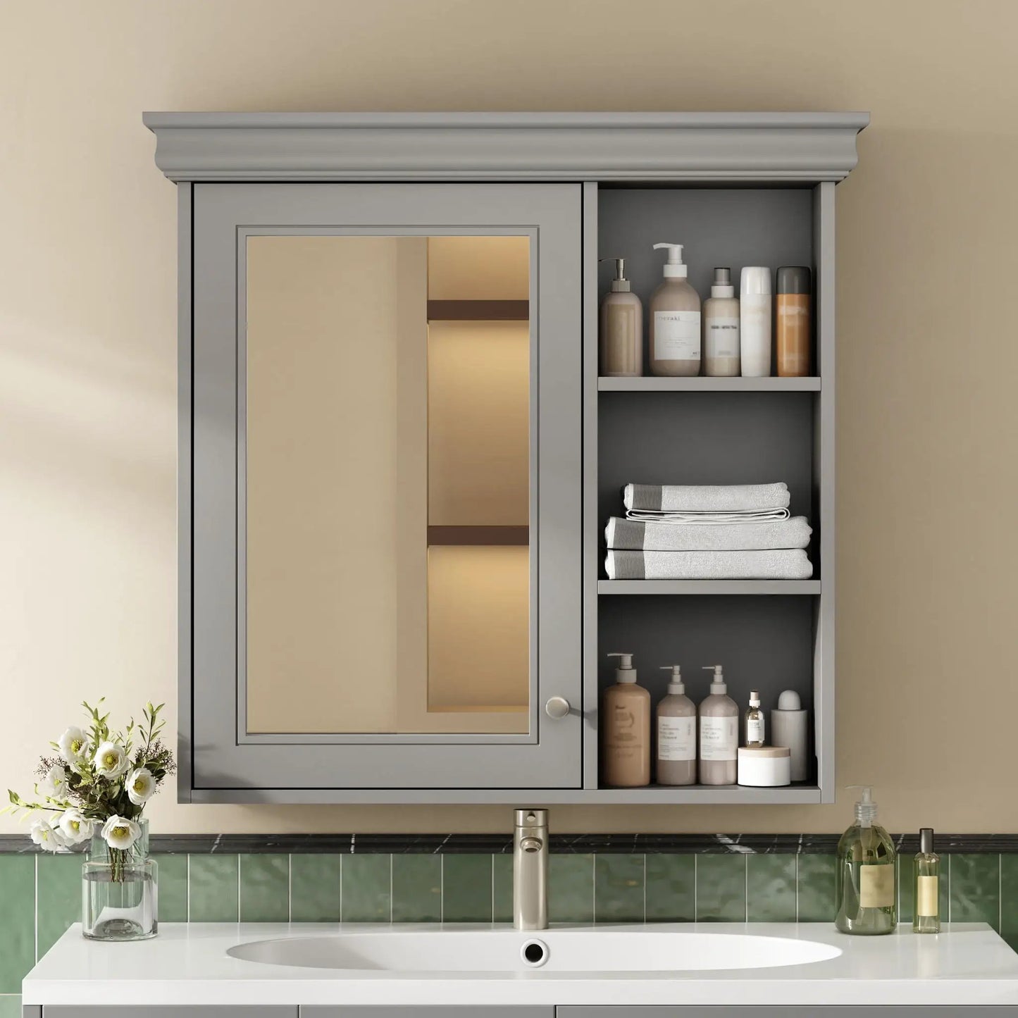 Wall Mounted Medicine Cabinet with Mirror