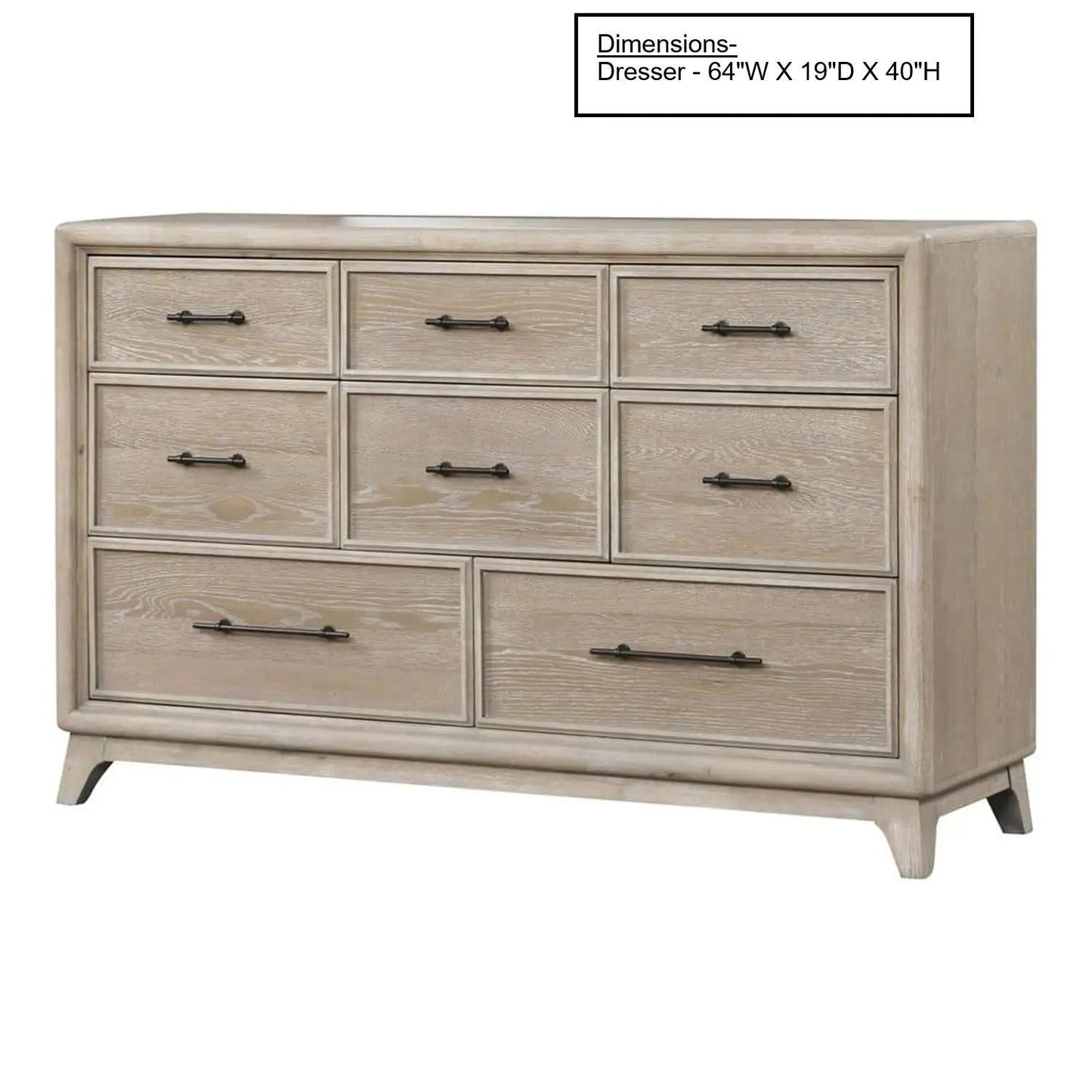 Oak 8-drawer dresser with 3 small top drawers, 3 mid-size drawers, and 2 wide bottom drawers on Tampa Home & Garden Store