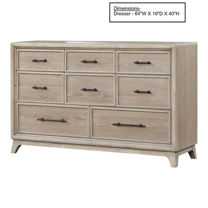 Oak 8-drawer dresser with 3 small top drawers, 3 mid-size drawers, and 2 wide bottom drawers on Tampa Home & Garden Store