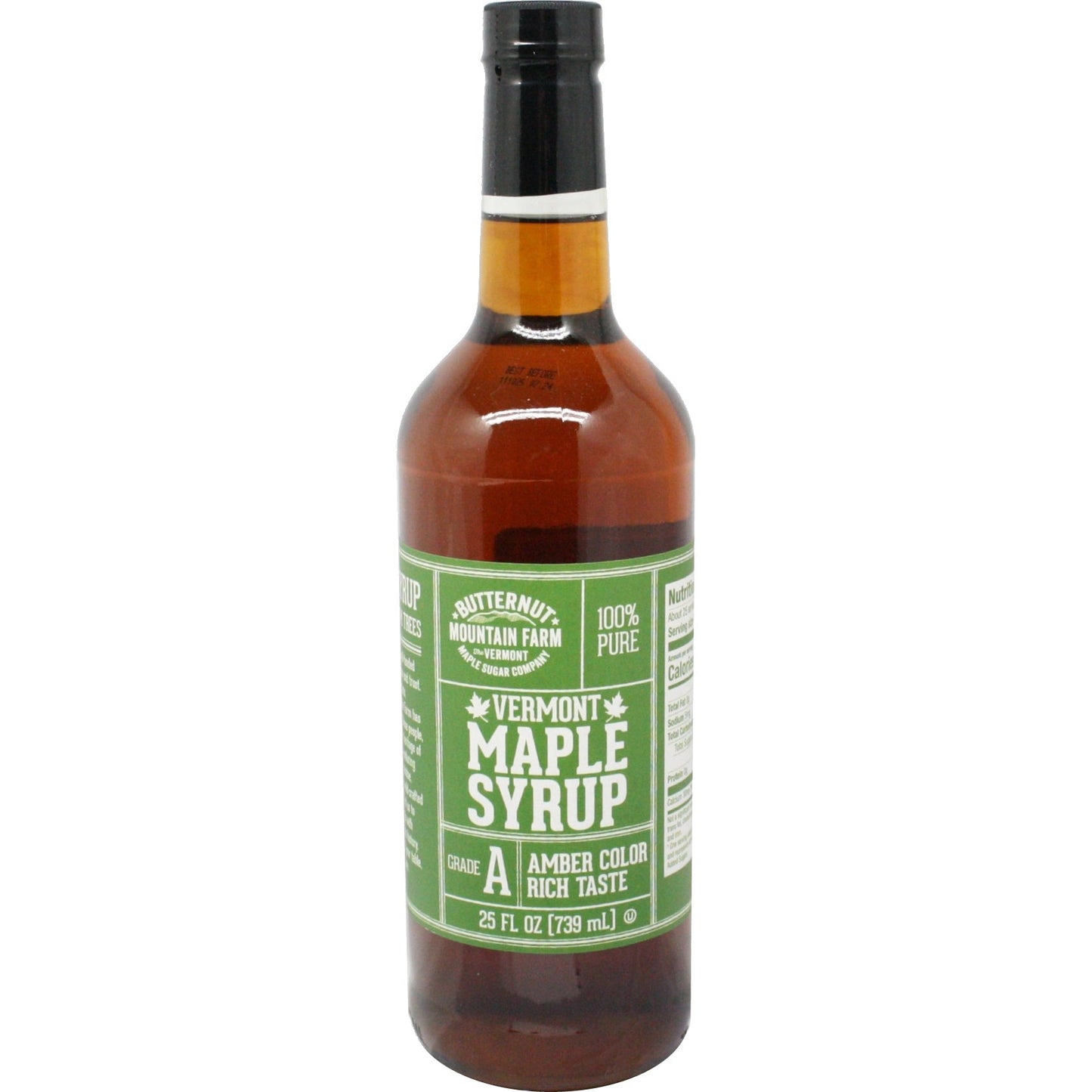 Jarabe de arce de Vermont, grado A, color ámbar - Botella redonda - 25 onzas