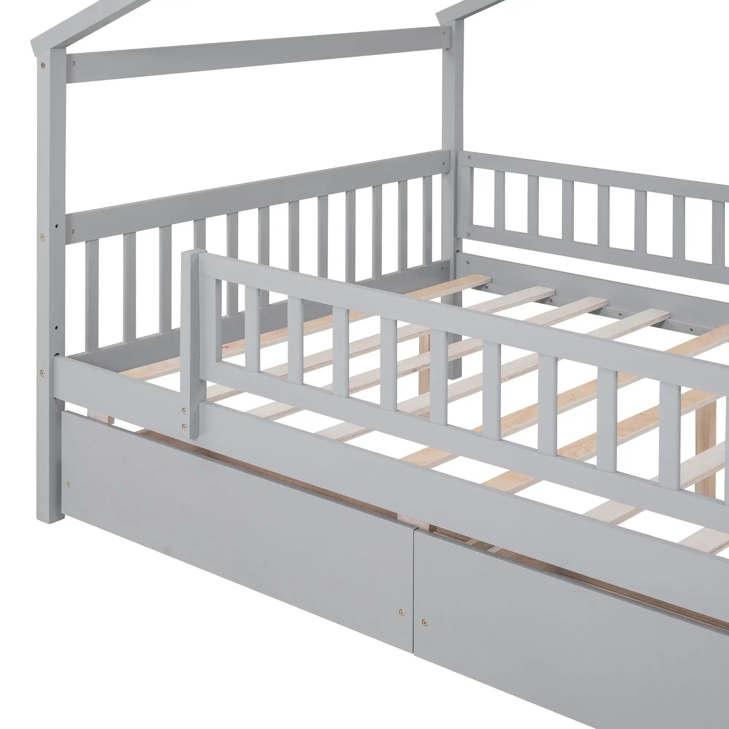 House Bed With 2 Drawers in grey, two-drawer storage with slatted base by Unique Piece Furniture on Tampa Home & Garden Store