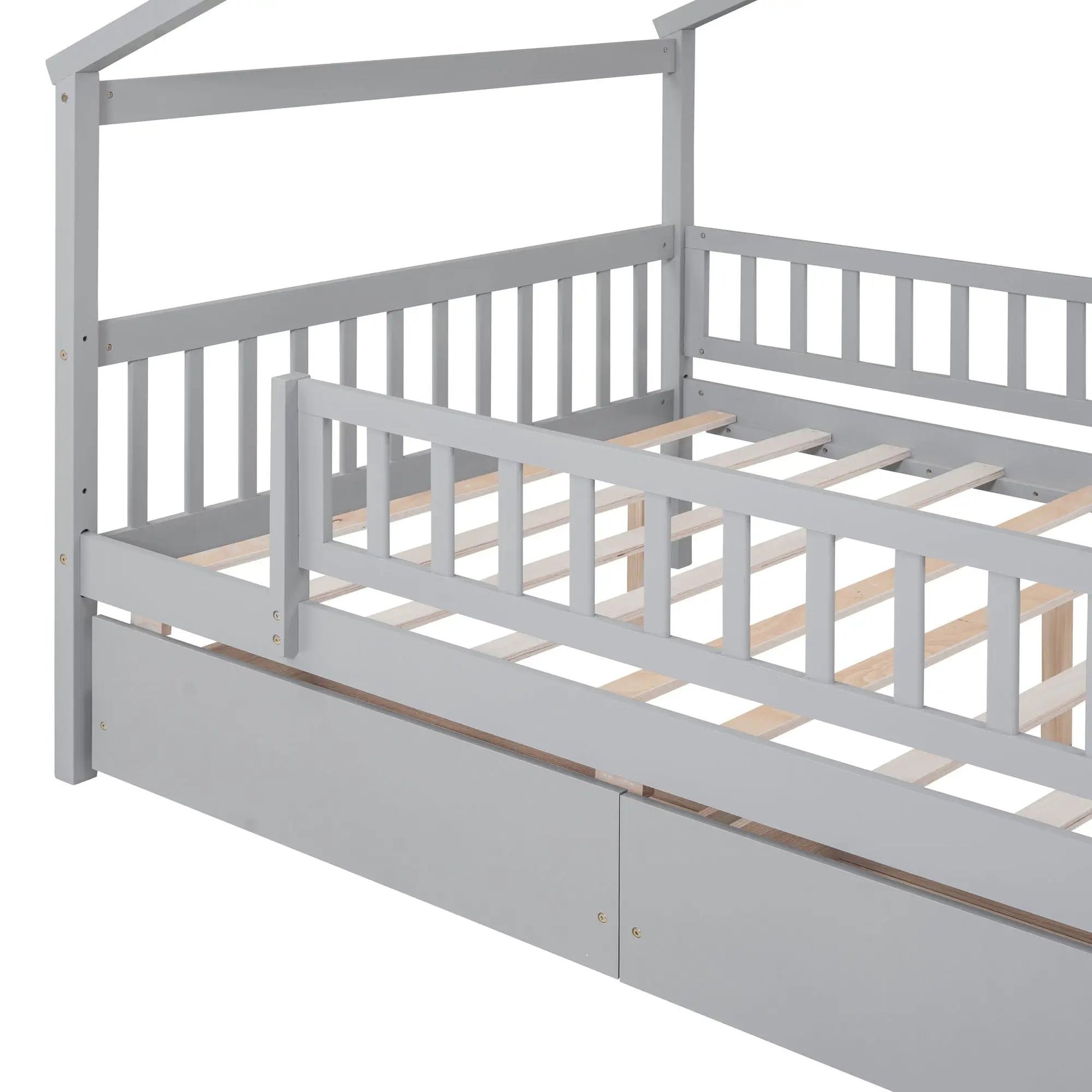 House Bed With 2 Drawers in grey, two-drawer storage with slatted base by Unique Piece Furniture on Tampa Home & Garden Store
