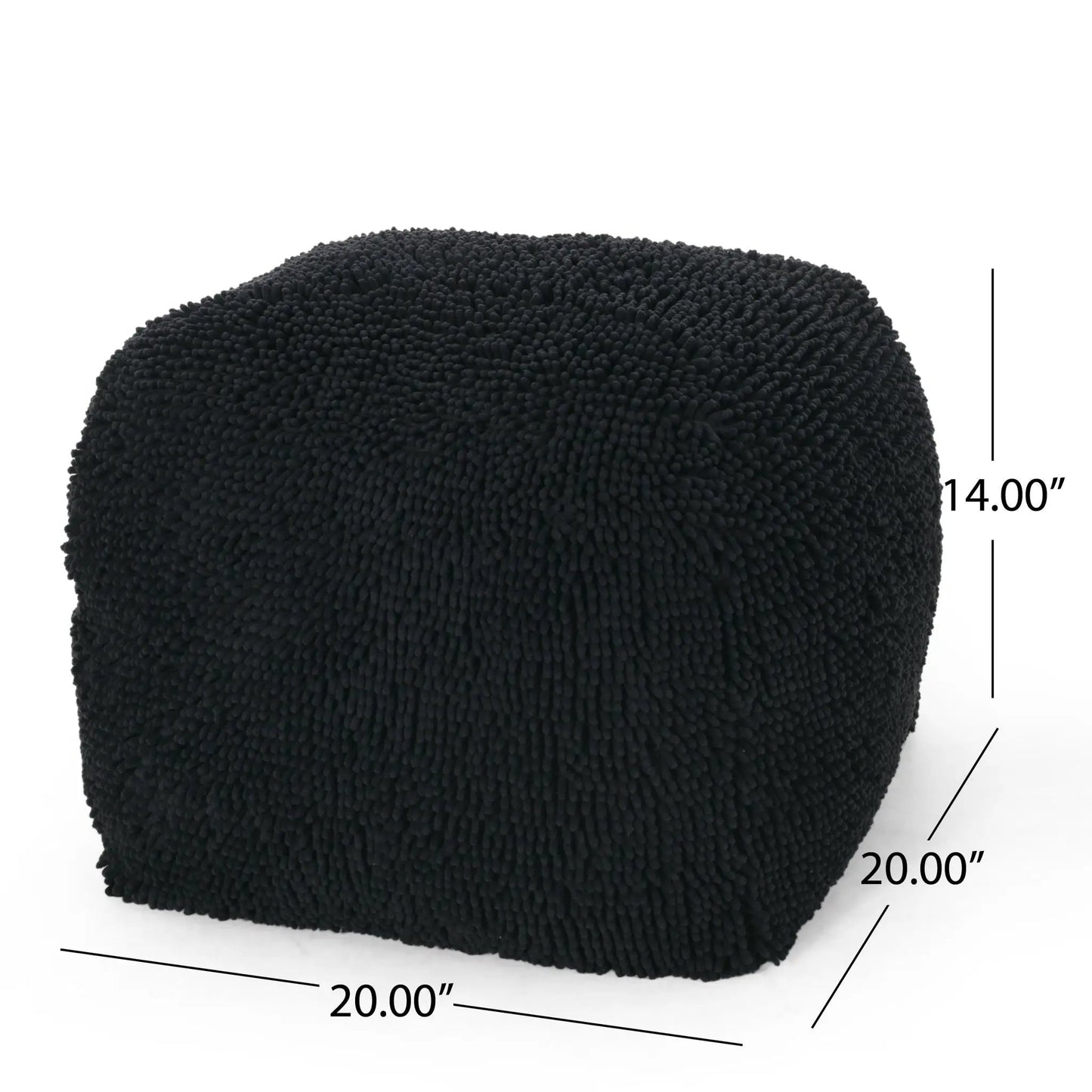 Spongy Square Pouf Soft Seating accent pouf in black boucle fabric by Unique Piece Furniture on Tampa Home & Garden Store
