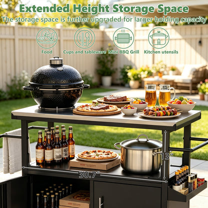 Durable Outdoor Grill Cart and Steel Table Top