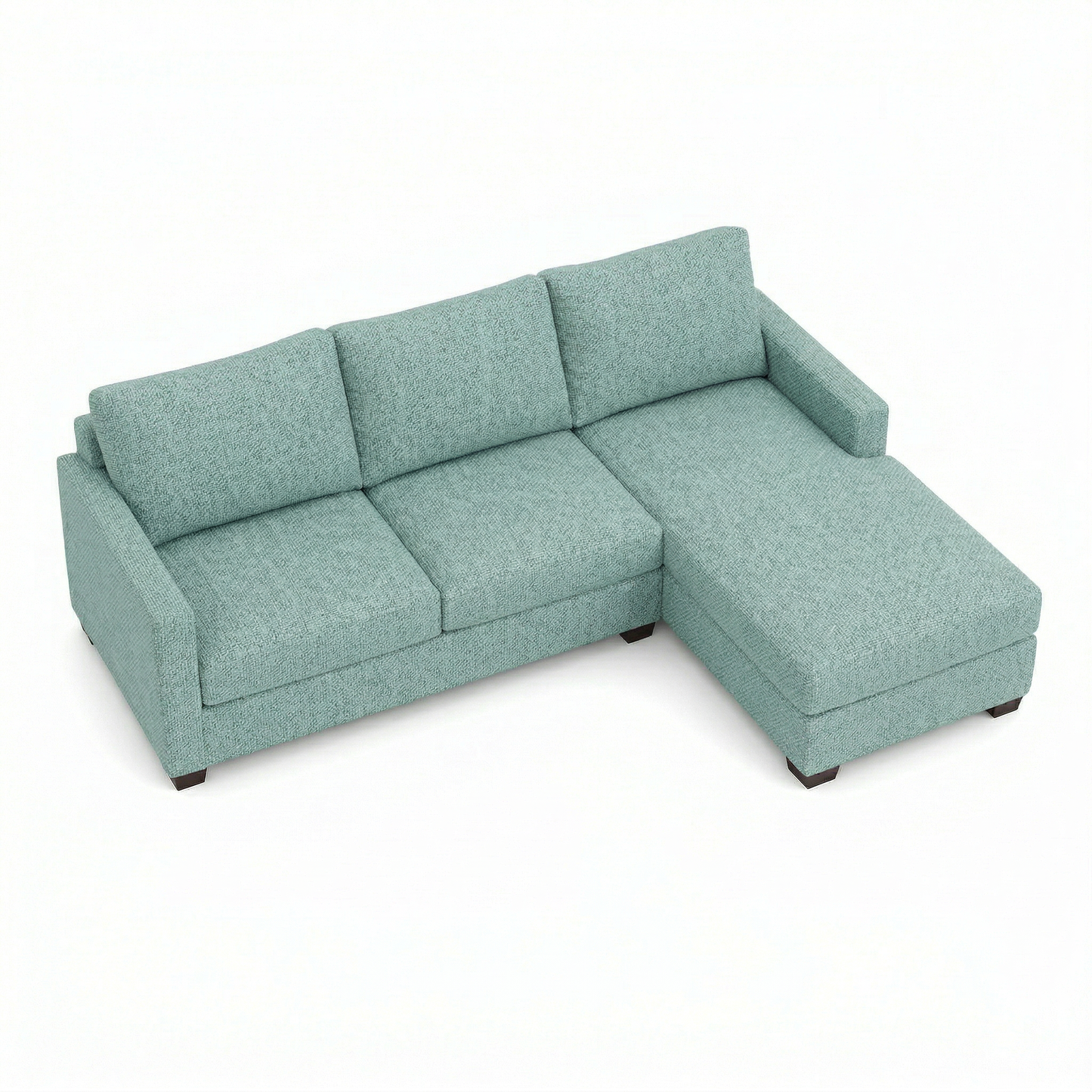 Modena Sectional Sofa - customizable L-shaped teal textured fabric with chaise on Tampa Home & Garden Store