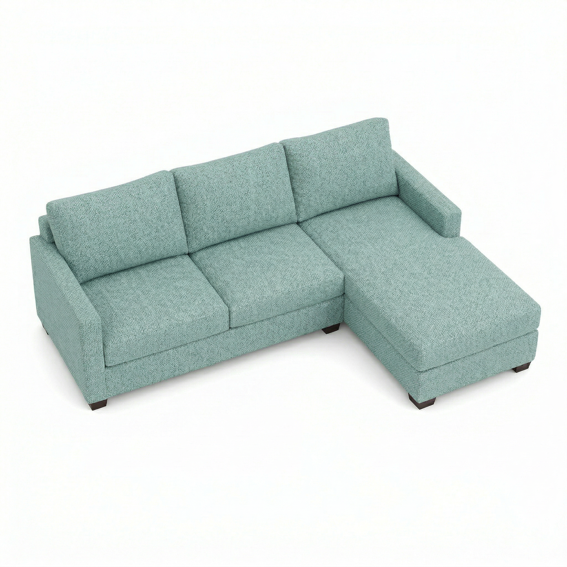 Modena Sectional Sofa - customizable L-shaped teal textured fabric with chaise on Tampa Home & Garden Store