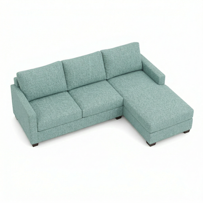 Modena Sectional Sofa - customizable L-shaped teal textured fabric with chaise on Tampa Home & Garden Store