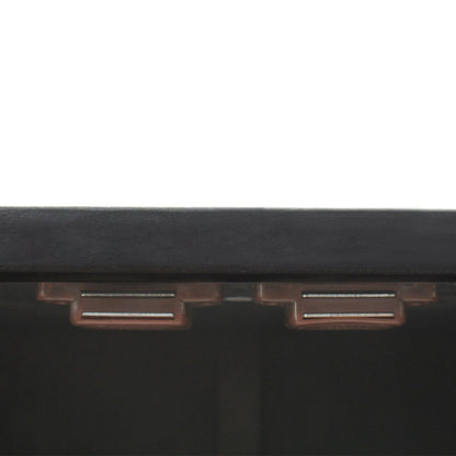 Modern black wood storage cabinet with decorative door and brown hardware on Tampa Home & Garden Store