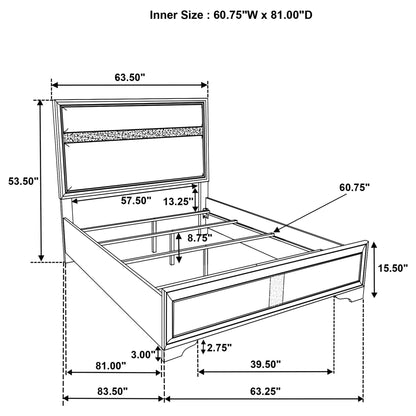 Annie 4 Piece Bedroom Set diagram of bed frame with headboard and storage drawers by HouseOfZazla on Tampa Home & Garden Store