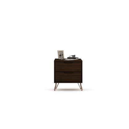 2 Drawer Nightstand with Durable Splayed Legs in dark wood finish by HouseOfZazla on Tampa Home & Garden Store