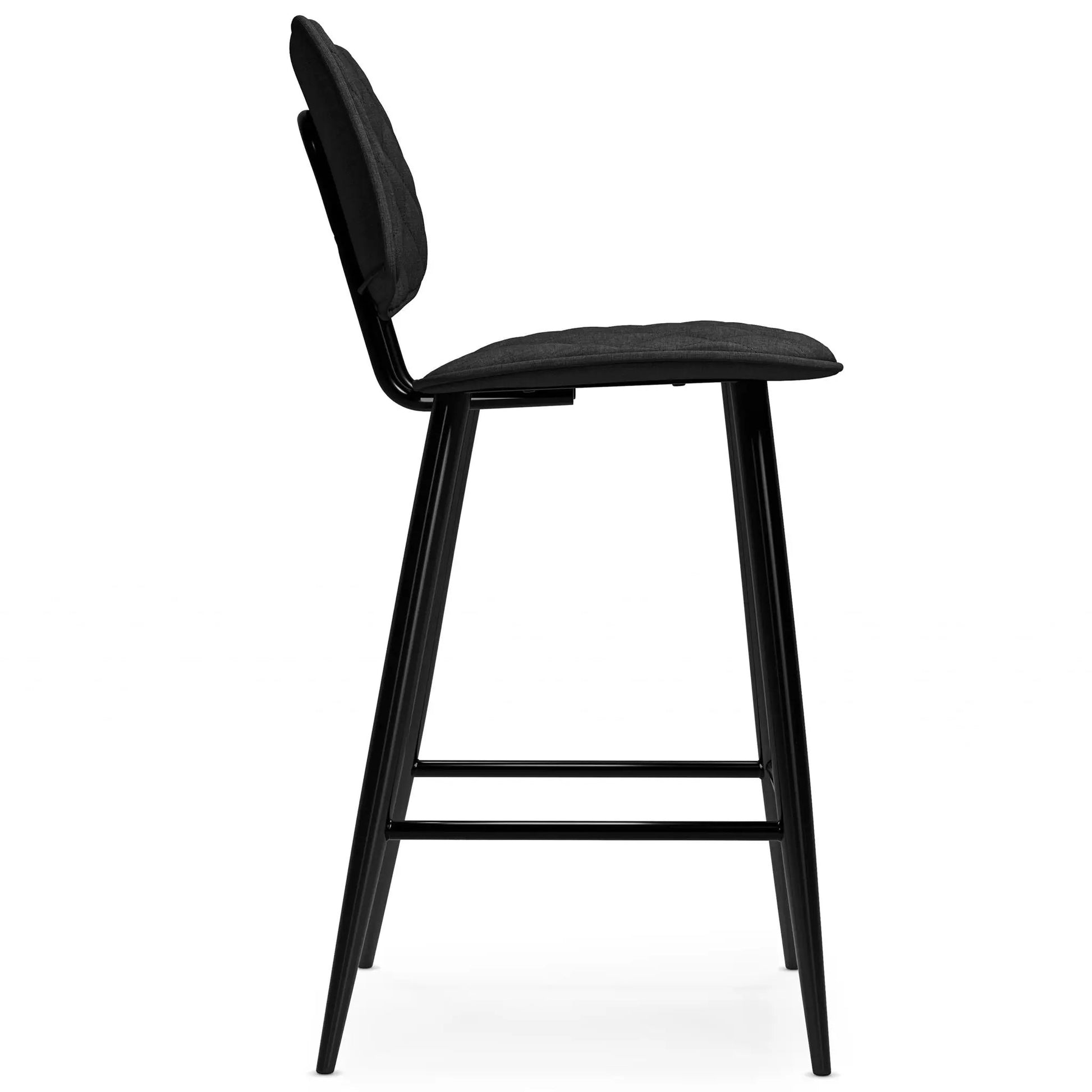 Raya Upholstered Counter Height Stool set of 2 with black metal frame and charcoal cushions on Tampa Home & Garden Store