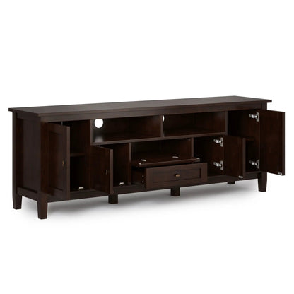 Warm Shaker TV media stand by Unique Piece Furniture, handcrafted wood with open shelves on Tampa Home & Garden Store