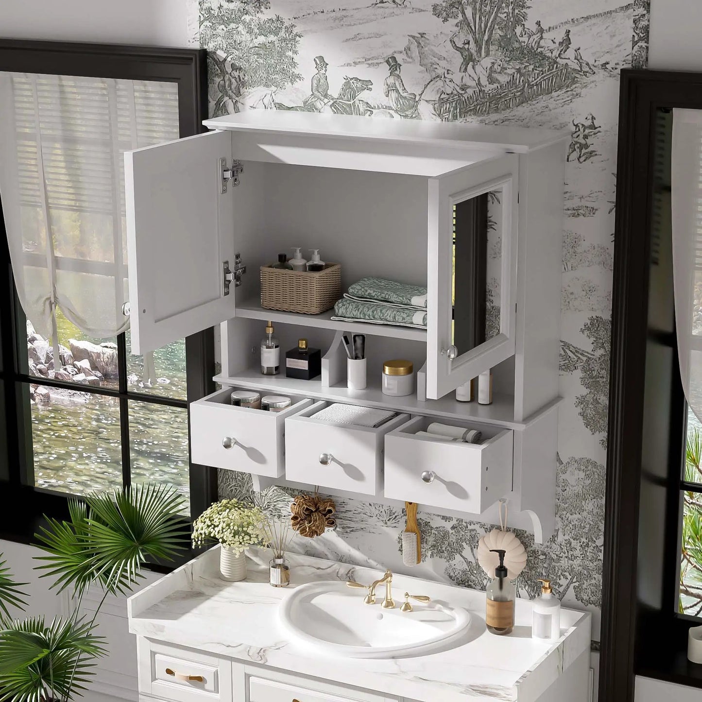 Modern Bathroom Mirror Cabinet With Drawers