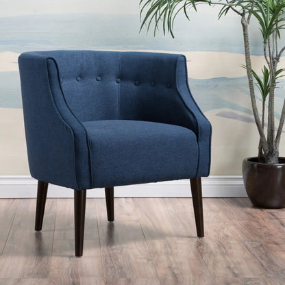 Contemporary upholstered club chair with button tufting in blue fabric on Tampa Home & Garden Store