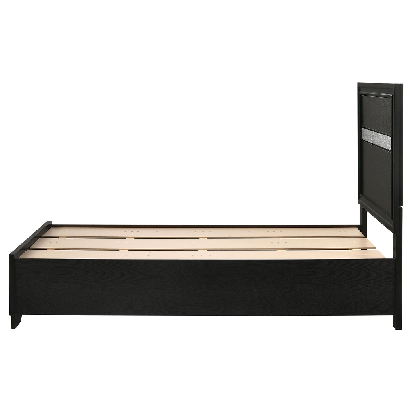 Urbana storage panel bed by HouseOfZazla, black wood platform bed with tall paneled headboard on Tampa Home & Garden Store
