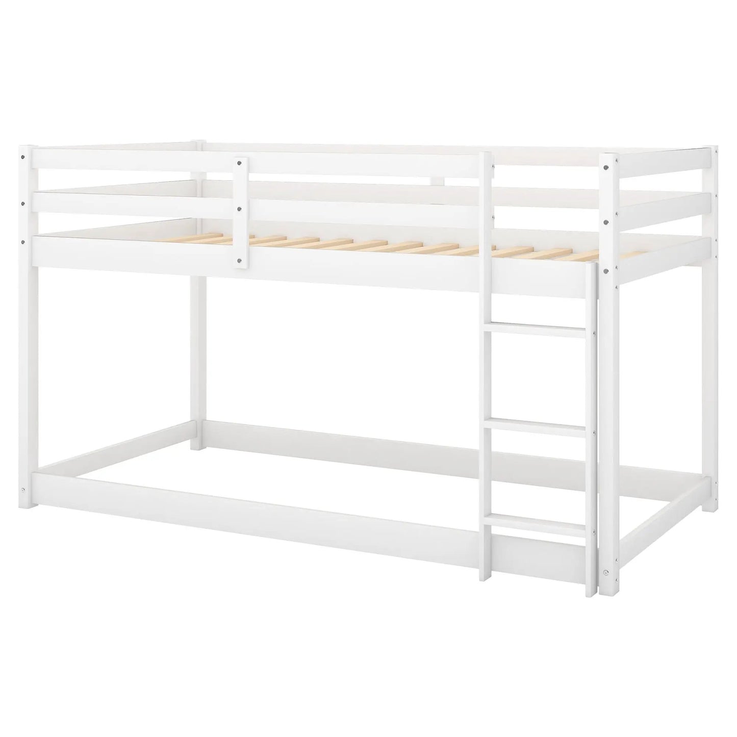 Durable Solid Wood Floor Bunk Bed With Ladder