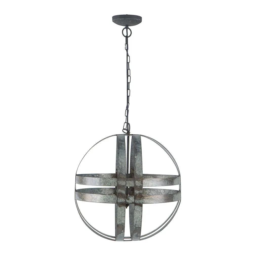 4 Light Galvanized Chandelier With Chain Gray