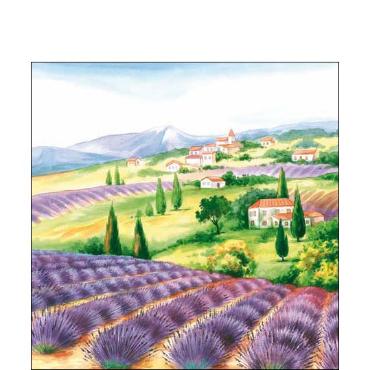 Servilleta de papel para cóctel - Campos de lavanda