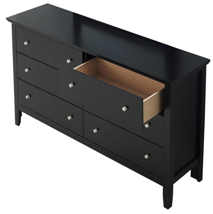 Primo dresser black finish with multiple drawers, silver knobs, light wood interior HouseOfZazla on Tampa Home & Garden Store
