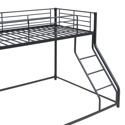 Metal Floor Bunk Bed with Sloped Ladder by HouseOfZazla, black metal finish, space saving design on Tampa Home & Garden Store