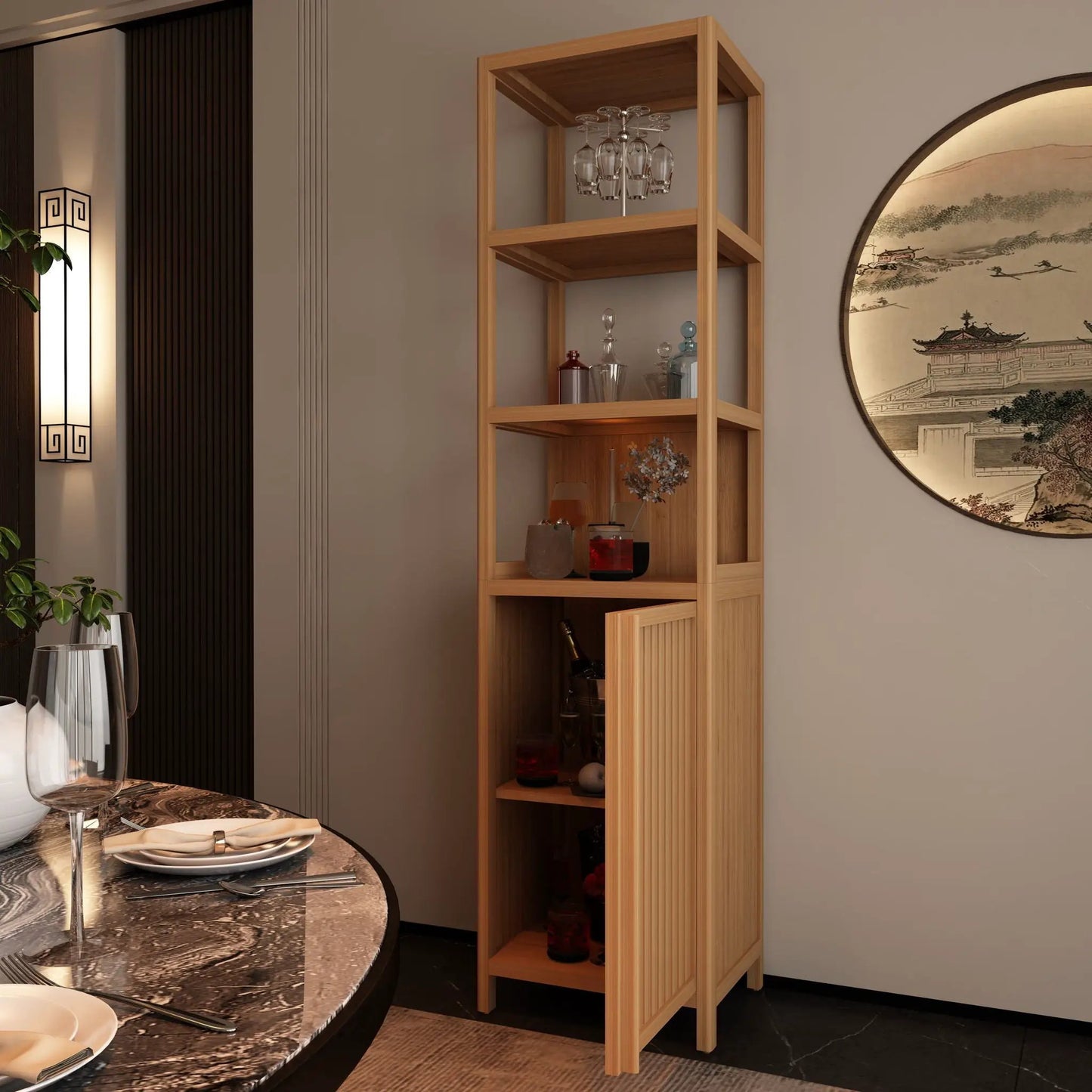 Storage Cabinet with Tall Tower for Bathroom