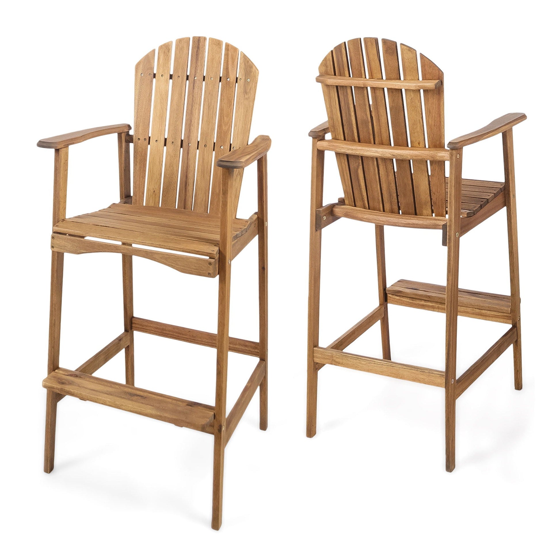 Outdoor Acacia Wood Adirondack Bar Stools set of 2 in natural finish by HouseOfZazla on Tampa Home & Garden Store
