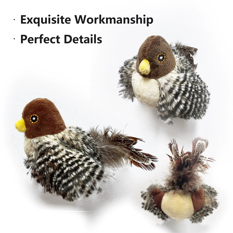 Interactive cat toys plush birds set of 3 by Sell My Stuff with striped bodies on Tampa Home & Garden Store