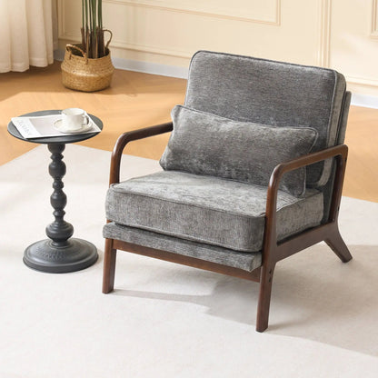 Upholstered Living Room Chair With Lumbar Cushion