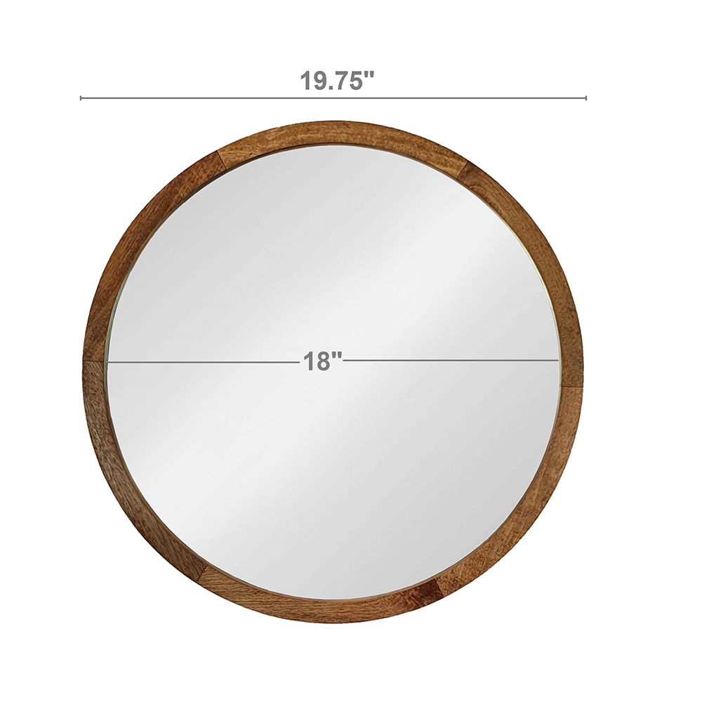 Round wall mirror with wooden frame by HouseOfZazla, 18-inch inner diameter on Tampa Home & Garden Store