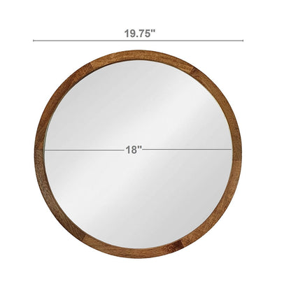 Round wall mirror with wooden frame by HouseOfZazla, 18-inch inner diameter on Tampa Home & Garden Store
