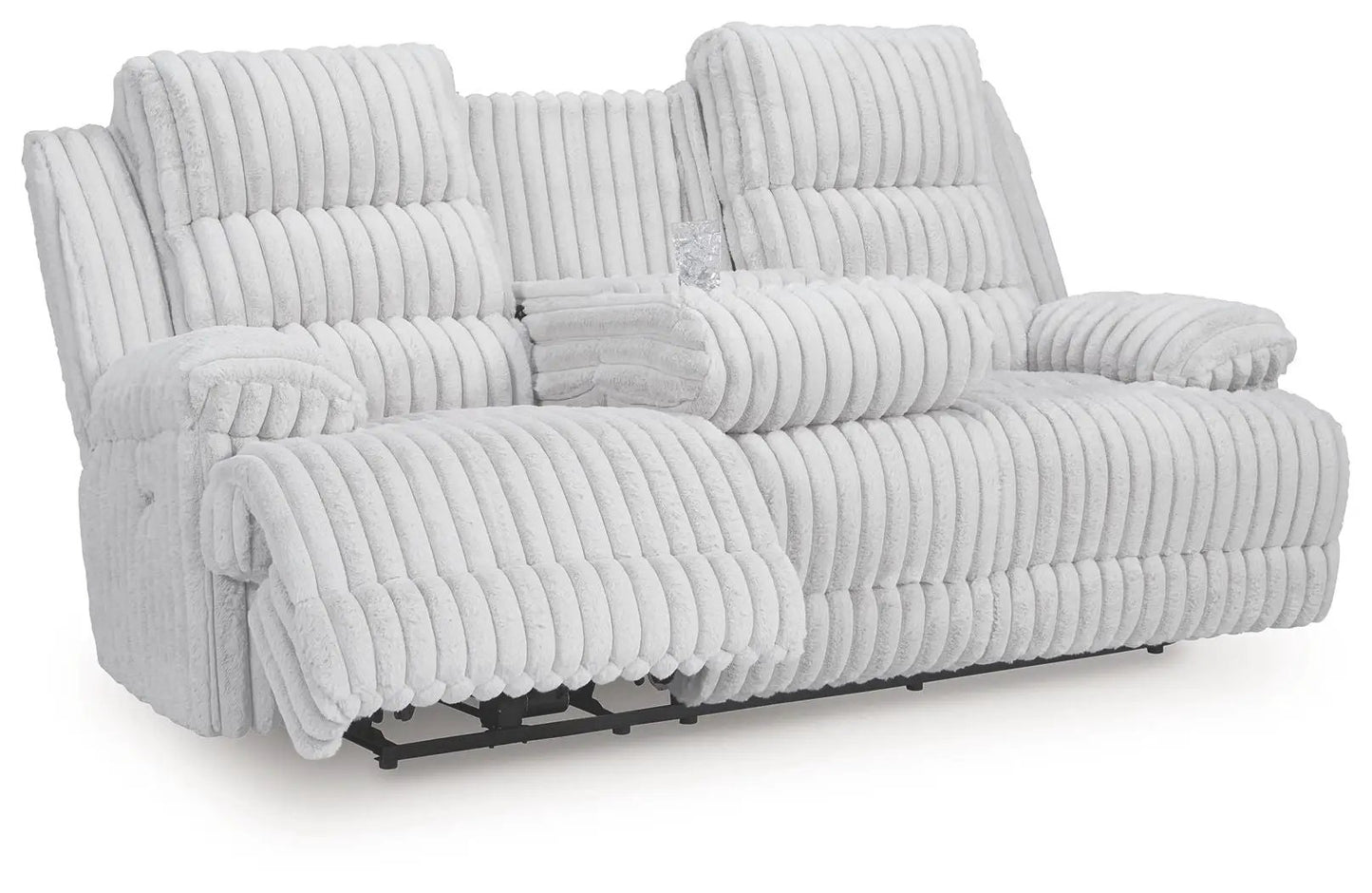 Rhines Falls reclining power sofa with drop-down table in alloy gray fabric by Unique Piece Furniture on Tampa Home & Garden Store