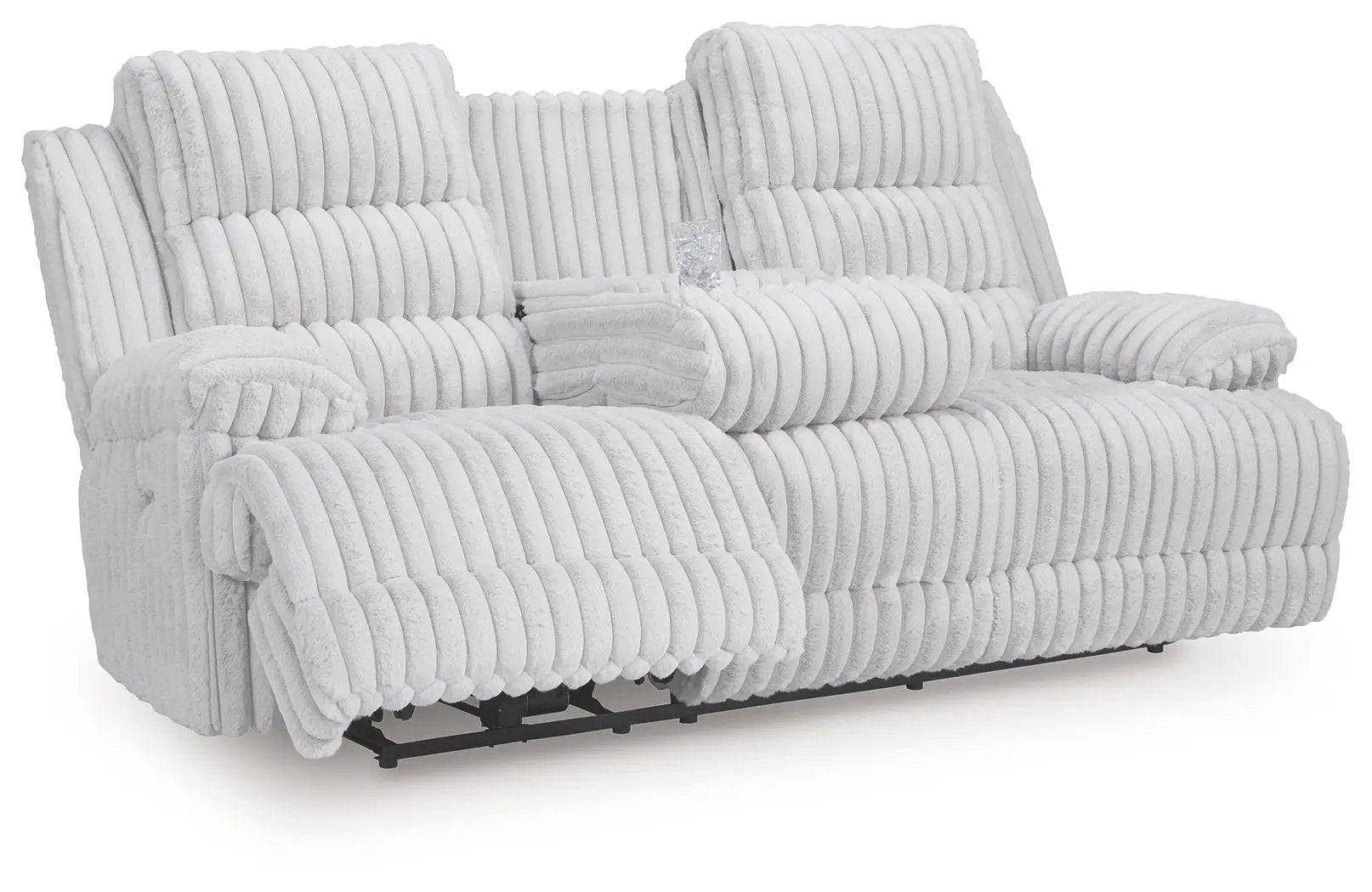 Rhines Falls reclining power sofa with drop-down table in alloy gray fabric by Unique Piece Furniture on Tampa Home & Garden Store