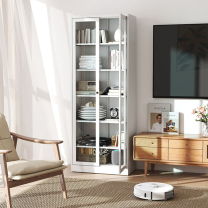 White Metal Kitchen Pantry Cabinet with Shelves