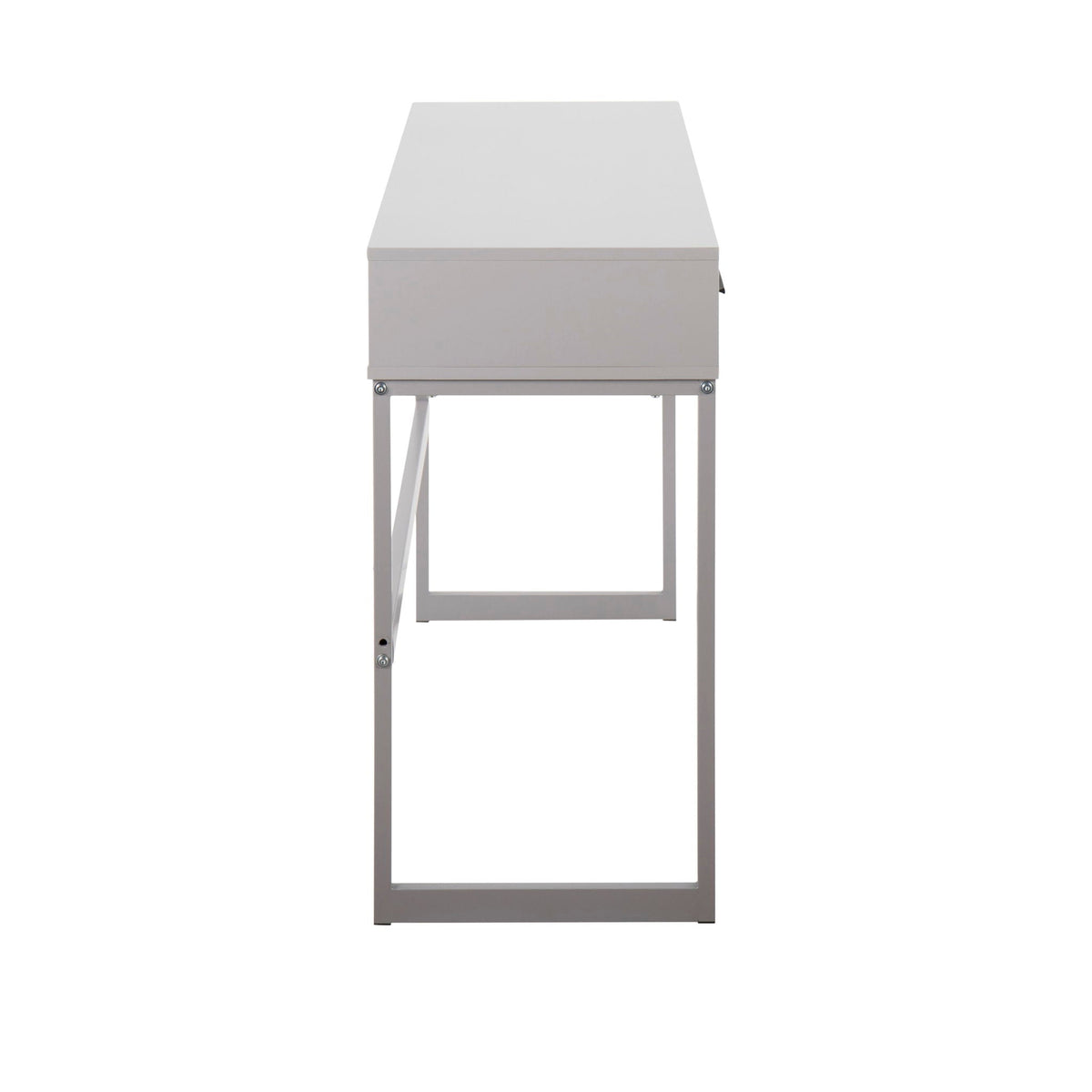Contemporary Console Table with Storage Drawers, gray finish, metal legs on Tampa Home & Garden Store