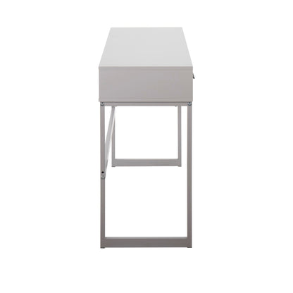 Contemporary Console Table with Storage Drawers, gray finish, metal legs on Tampa Home & Garden Store