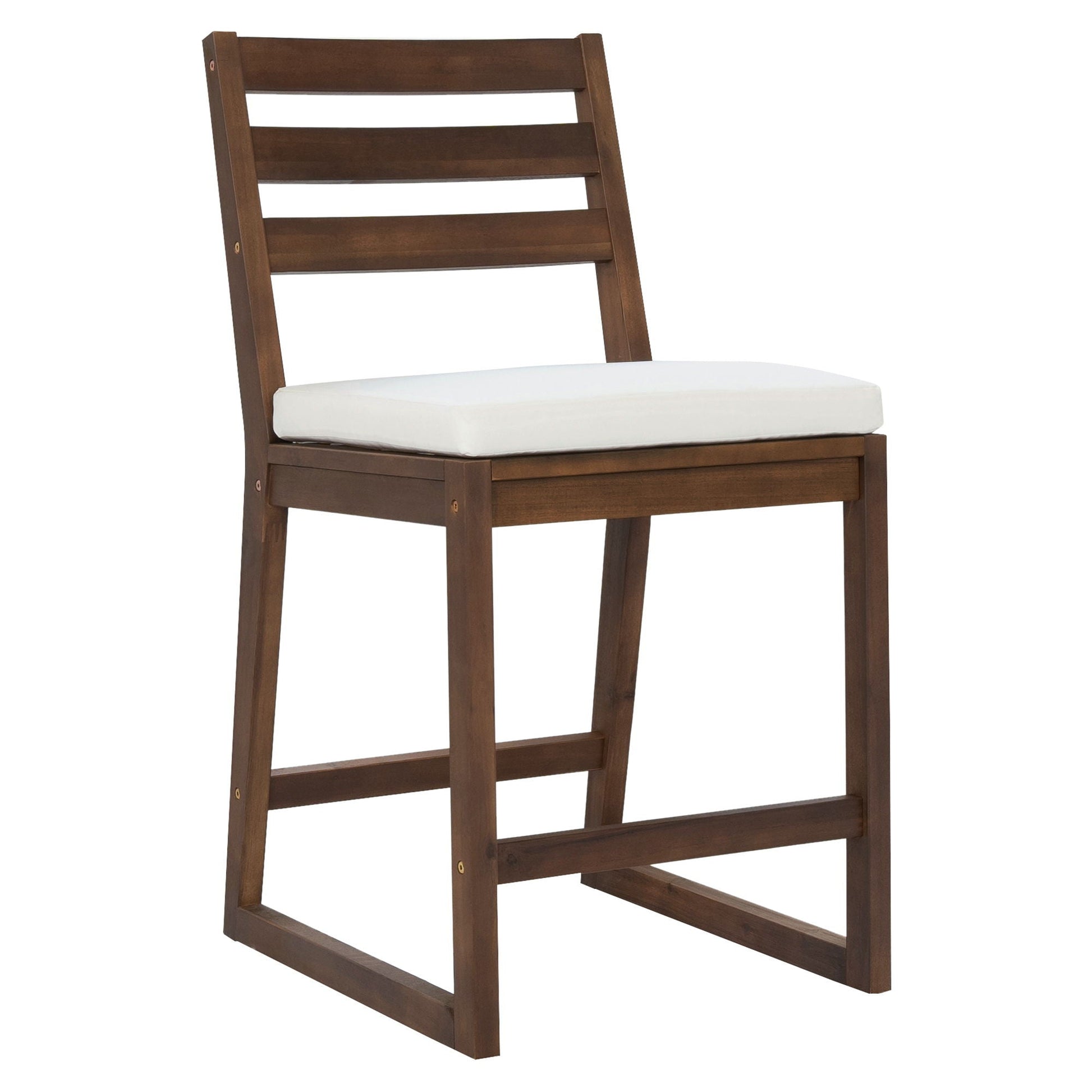 Patio bar chair by HouseOfZazla in brown wood with white cushion ergonomic design on Tampa Home & Garden Store
