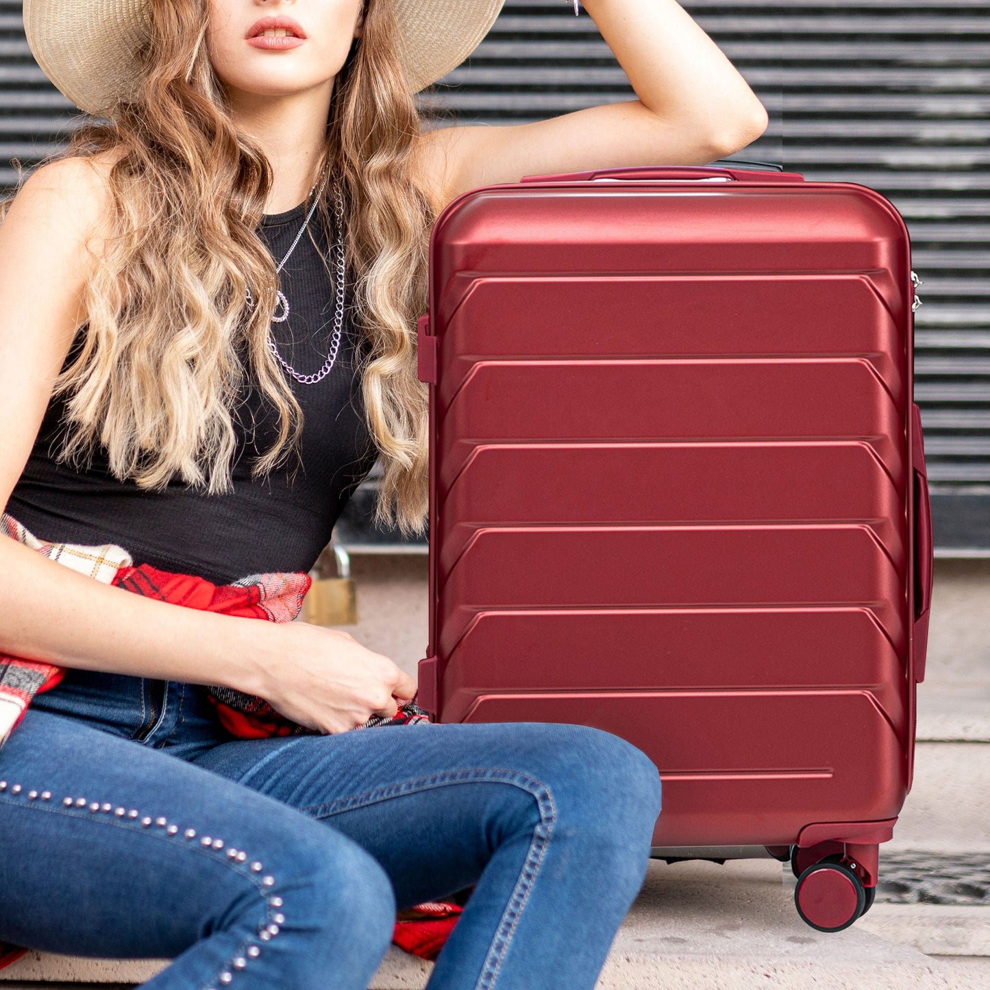 3-piece spinner luggage set in red by HouseOfZazla on Tampa Home & Garden Store