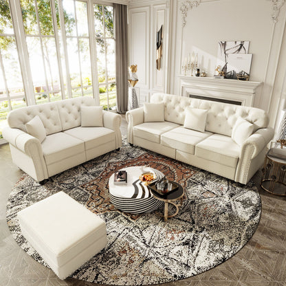 Upholstered Sofa Set with Nailhead and Pillows