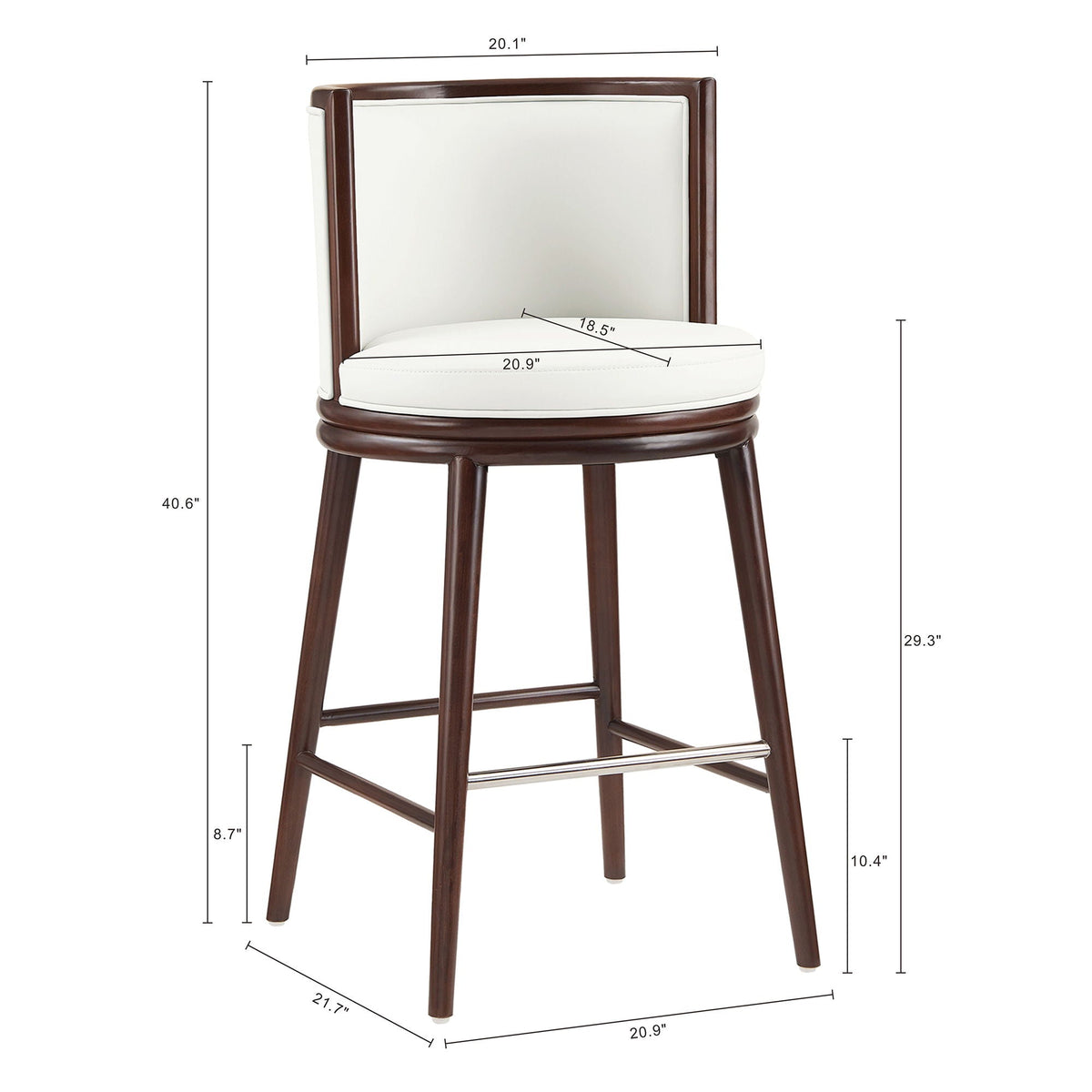 Evalyn Barstool by HouseOfZazla, white upholstered seat/back, dark wood frame, bar-height on Tampa Home & Garden Store