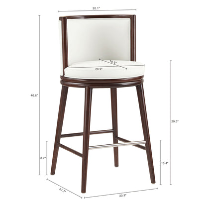 Evalyn Barstool by HouseOfZazla, white upholstered seat/back, dark wood frame, bar-height on Tampa Home & Garden Store
