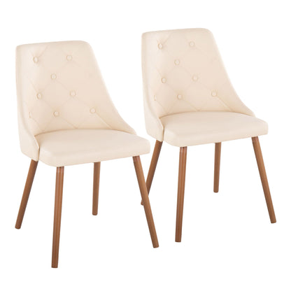 Giovanni Contemporary Dining Chair set of 2, beige tufted upholstery, wooden legs on Tampa Home & Garden Store