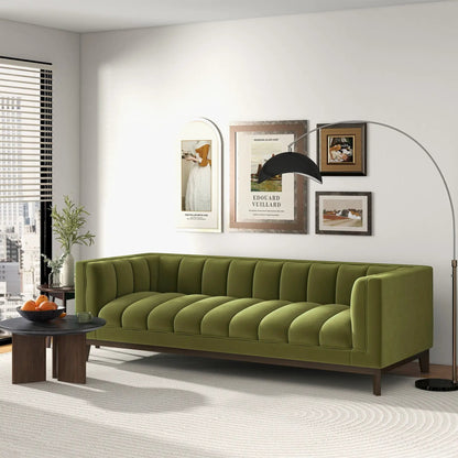 Melissa Mid Century Modern Sofa olive green upholstery Unique Piece Furniture on Tampa Home & Garden Store
