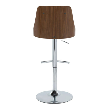 Gianna mid-century adjustable wooden barstool with swivel and chrome pedestal base on Tampa Home & Garden Store