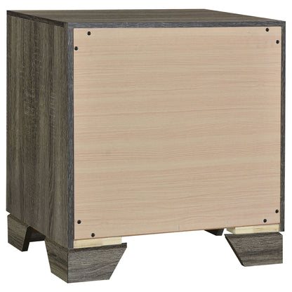 Funston 4 Piece Queen Bedroom Set in oak finish, dark framed panels with light wood drawer fronts on Tampa Home & Garden Store