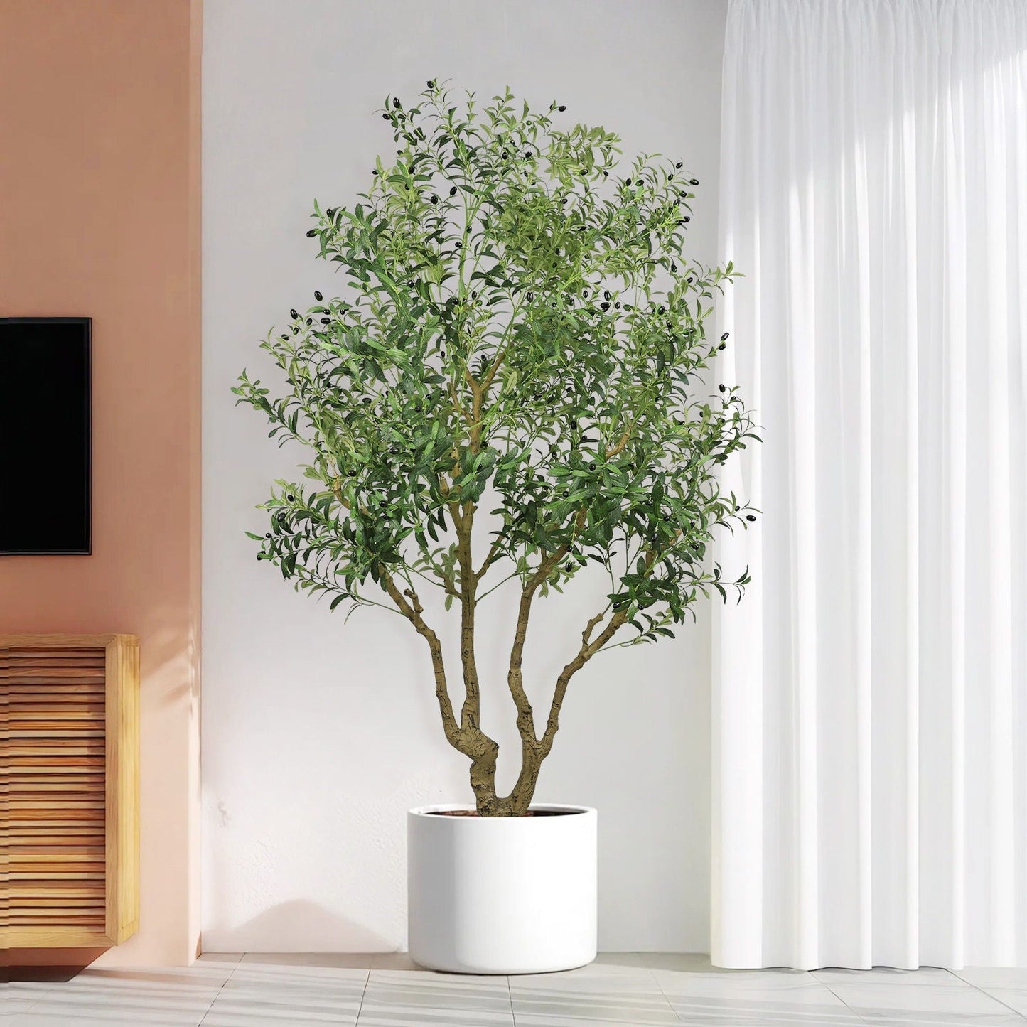 Artificial Olive Tree With A Wood Trunk Green