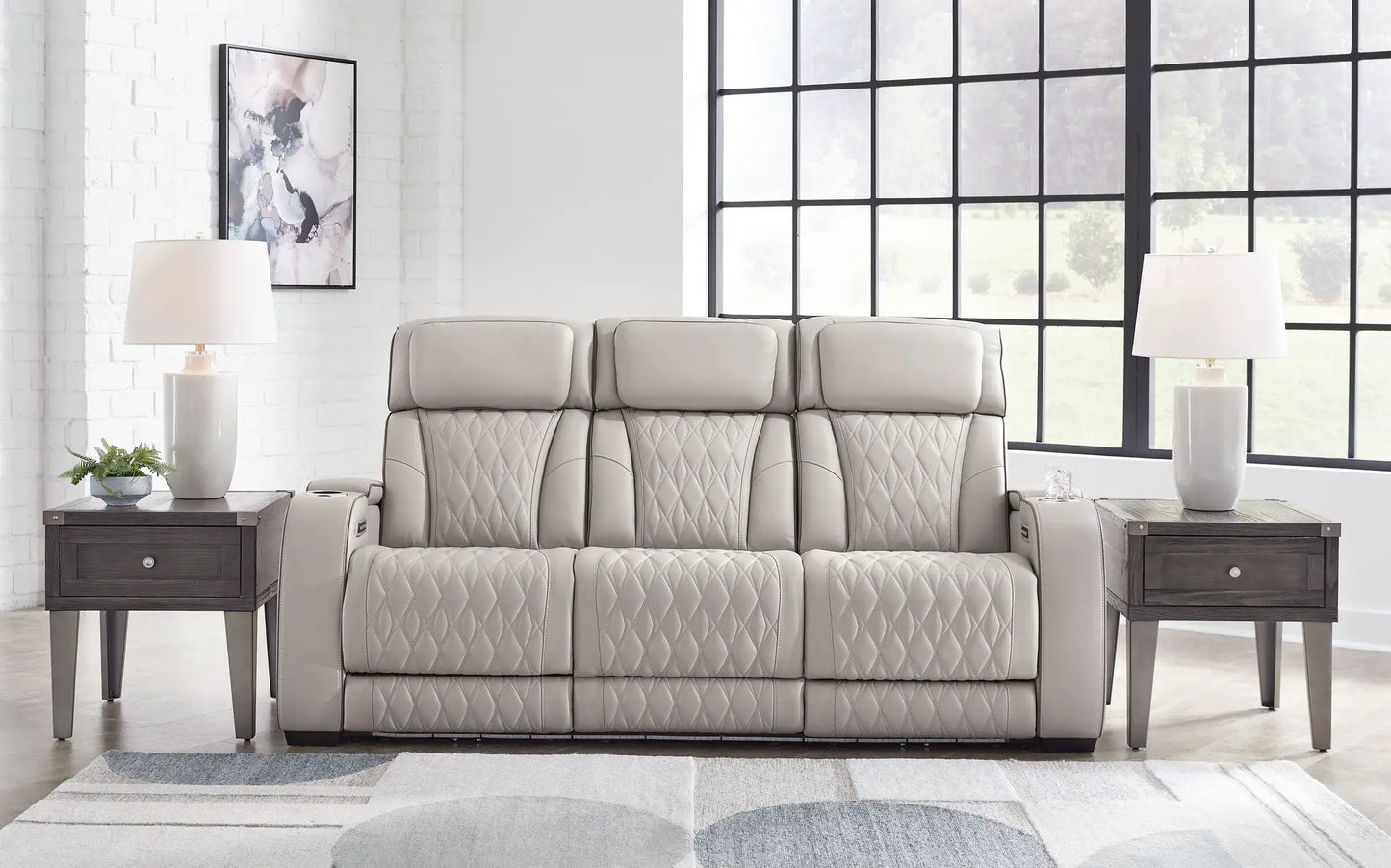 Boyington power reclining sofa with adj headrests in gray leather by Unique Piece Furniture on Tampa Home & Garden Store