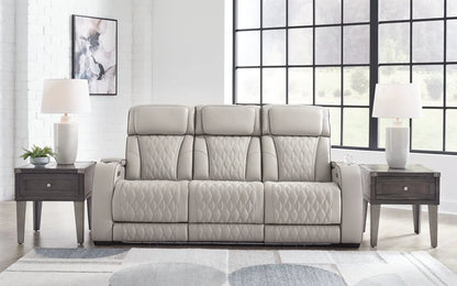 Boyington power reclining sofa with adj headrests in gray leather by Unique Piece Furniture on Tampa Home & Garden Store